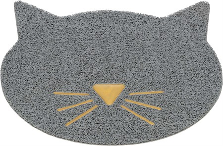 Kattlådematta, kattansikte, PVC, 60 cm/50 cm, ljusgrå