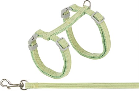 Kattsele med koppel, sammet, 28-45 cm/10 mm, 1,20 m, grön