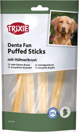 Denta Fun puffade tuggpinnar, med kycklingbröst, 12,5 cm, 40 g