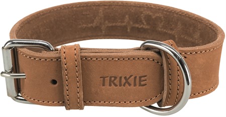 (BV)Rustic råläder, halsband Heartbeat, S-M: 34-40 cm/30 mm, brun