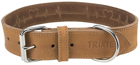 (BV)Rustic råläder, halsband Heartbeat,M: 38-47 cm/40 mm, brun