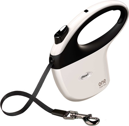 Flexi one - avantgarde koppel, S-L: 5 m, vit/svart