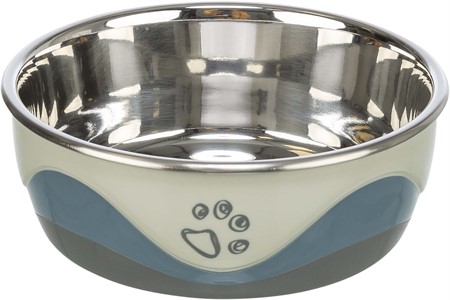 Matskål rostfri med silikon, 0.75 l/ø 17 cm, vit/grå