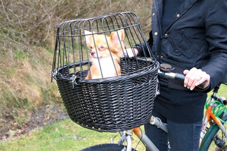 Cykelkorg front, pil med galler, 50x41x35 cm, svart, 5kg