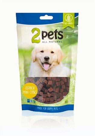 2pets Dogsnack Ostrich/Struts MiniCubes, 100