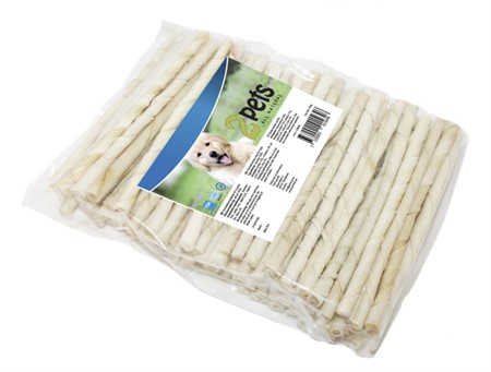 2pets Tuggpinne vriden vit, 12 cm/ 9-10 mm, 100-pack