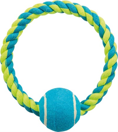 Flossring 18 cm m tennisboll 6,4 cm, lime/petrol
