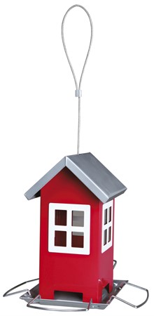 Vildfågelmatare, 1000 ml, 19 × h20 × 19 cm, röd/silver