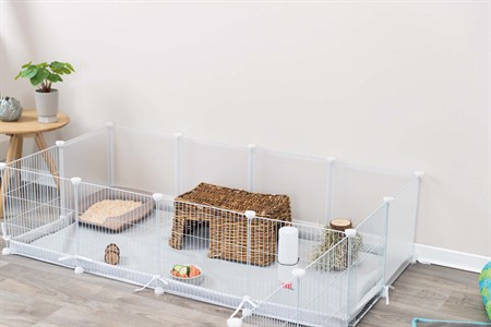 Innehage, påbyggningsbar, metall/plast, 140 × h35 × 70 cm, vit