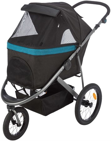 Djurvagn Buggy, hopfällbar, 60×h112×120 cm, upp t. 20 kg, svart/petrol