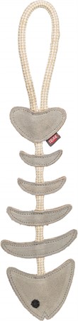 Fiskben, läderleksak, läder/rep, 43 cm