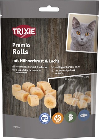 Premio Rolls med kycklingbröst och lax, 50 g