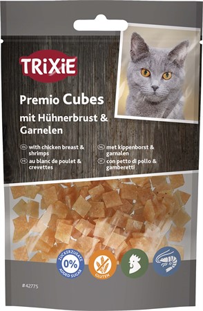 Premio Cubes med kycklingbröst & räkor, 50 g