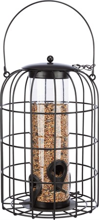 Vildfågelmatare med skyddsgaller, ø 17 × 26 cm, svart